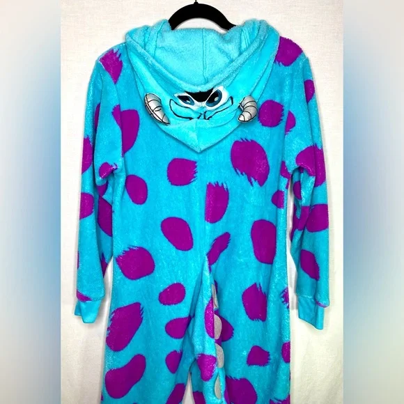 Disney Blue and Purple Sulley Plush Hooded Onesie Pajamas - Picture 6 of 13